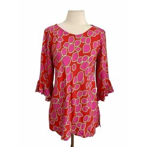 Cottagecore Escapada Shirt Size Small Pink  V-Neck 3/4 Sleeve‎